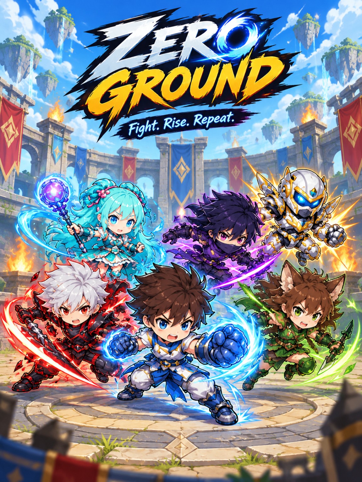 Zero Ground illustrated fantasy arena poster